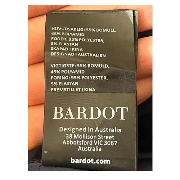 Bardot dress Adeline Cotton Blend Midi blue size Small S (US 4) - Picture 6 of 7